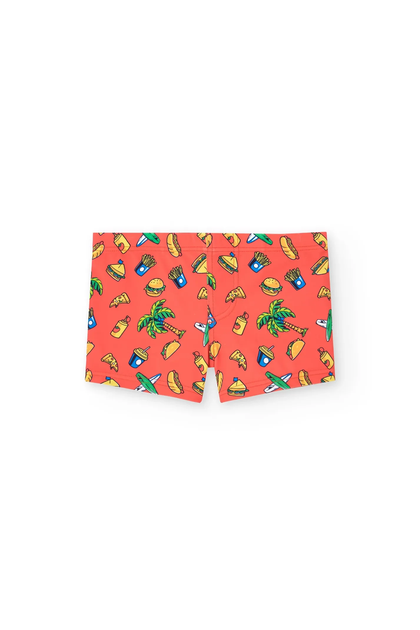 Costume da bagno in poliammide per bambino di colore rosso.