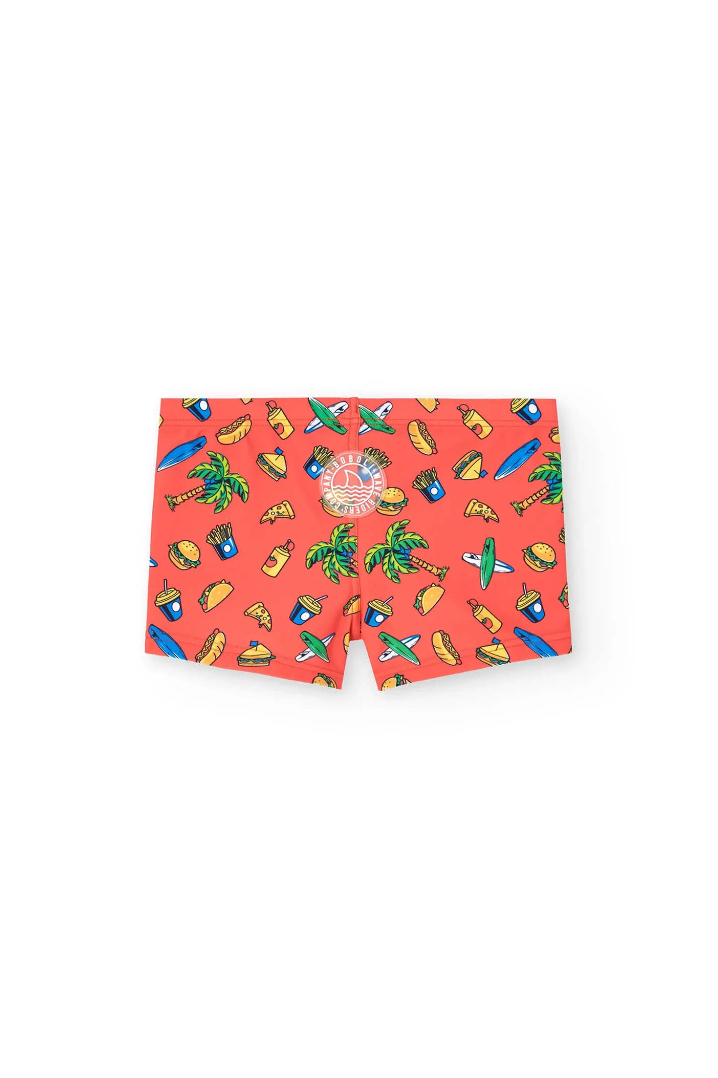 Costume da bagno in poliammide per bambino di colore rosso.
