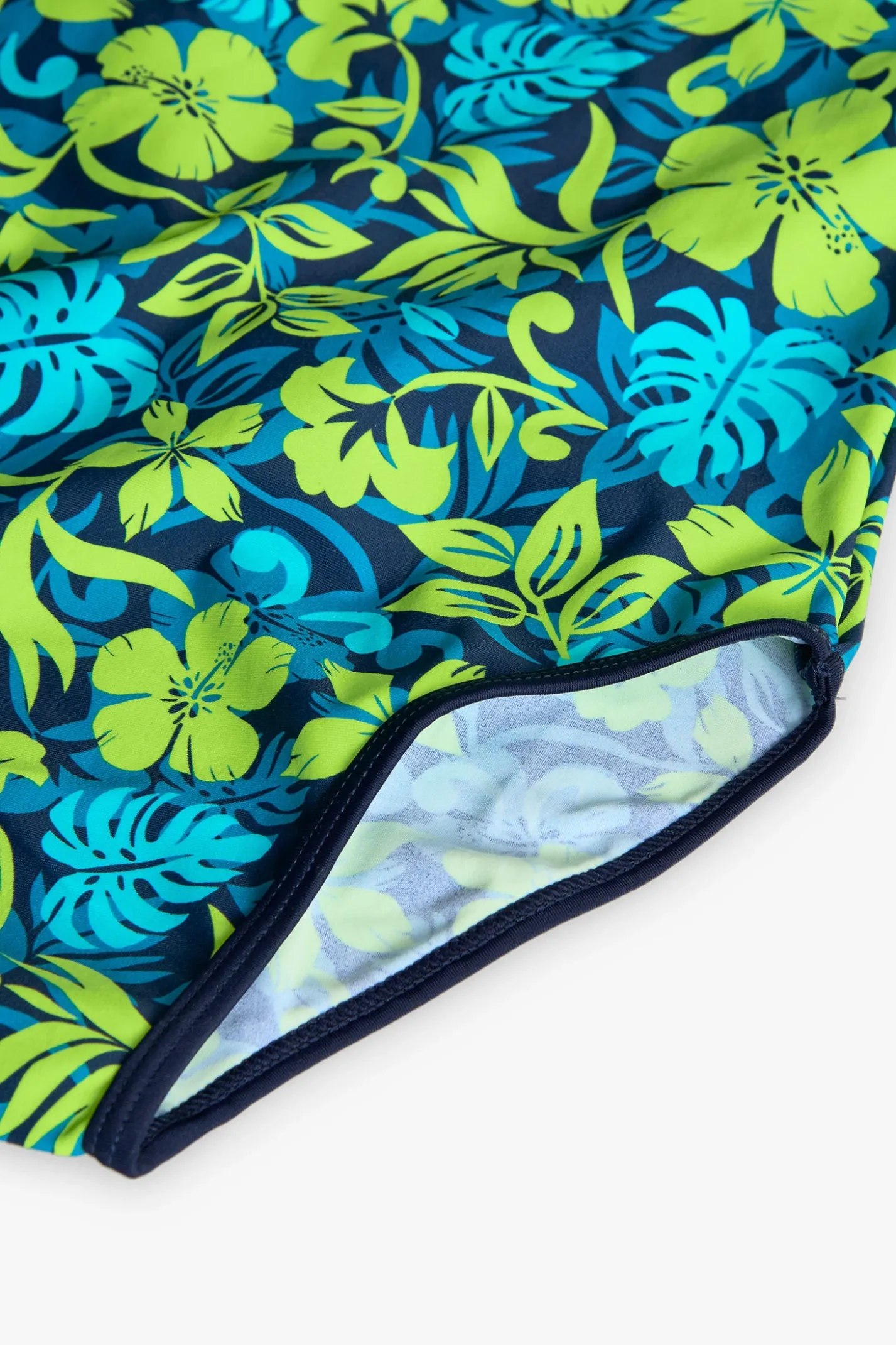 Costume da bagno in poliammide per bambina con stampa tropicale