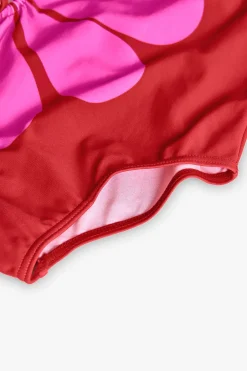 Costume da bagno in poliammide per bambina di colore granata.