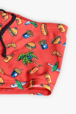 Costume da bagno in poliammide per bambino di colore rosso.