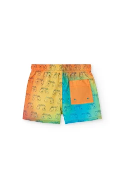 Costume da bagno in tessuto riciclato per bambino in colore arancione