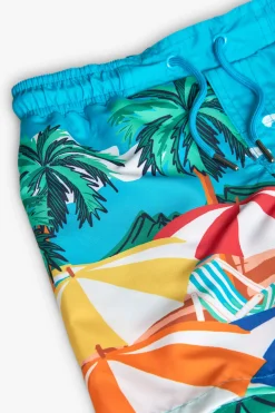 Costume da bagno in tessuto riciclato per bambino in blu con stampa