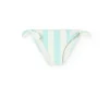 Costume da bagno mutandina in poliammide per neonata a righe blu e bianche.