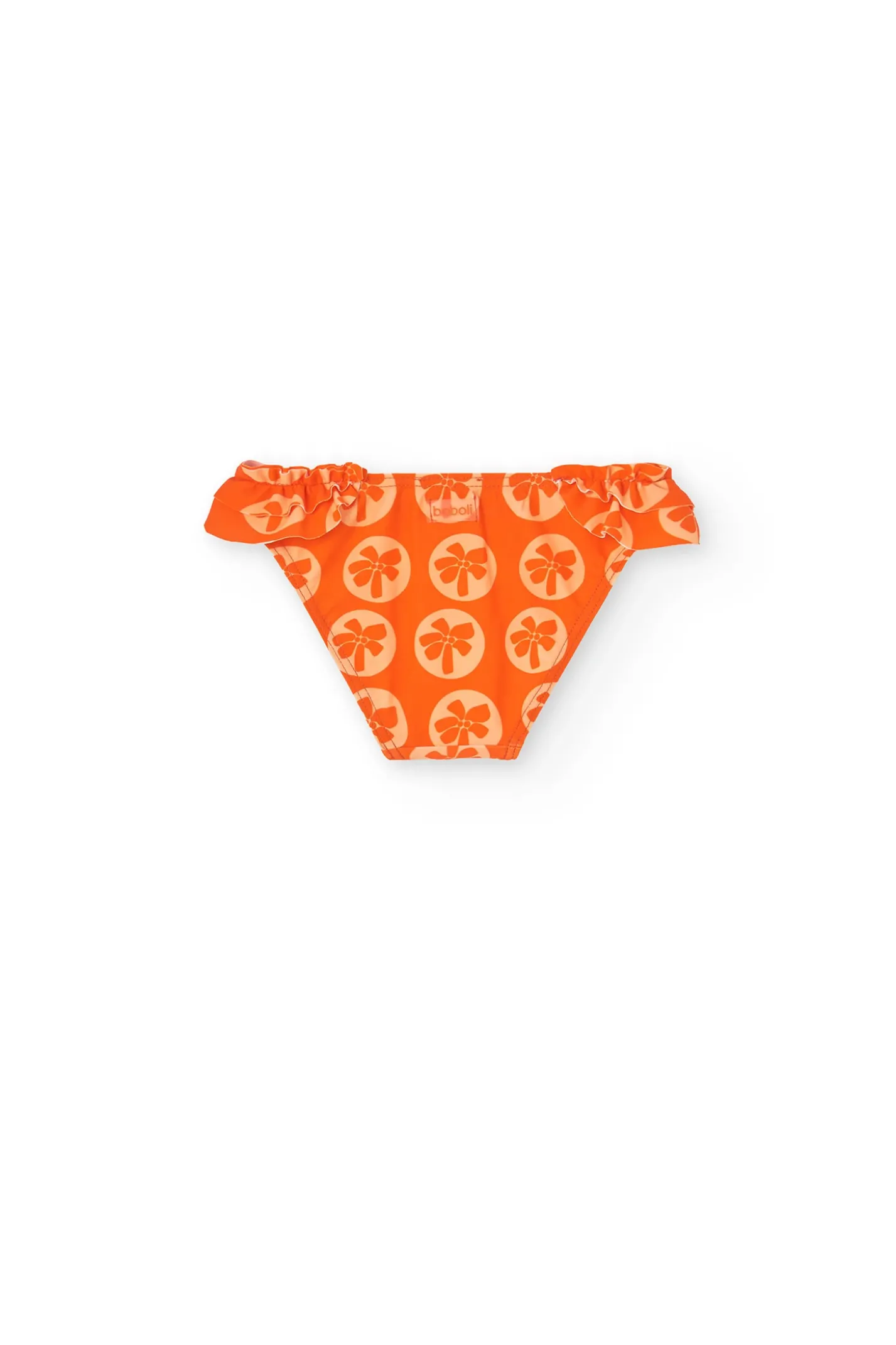 Costume da bagno per neonata in poliamide con mutandina e stampa color arancione