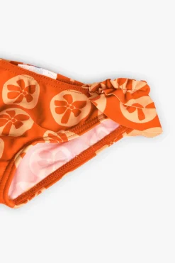 Costume da bagno per neonata in poliamide con mutandina e stampa color arancione