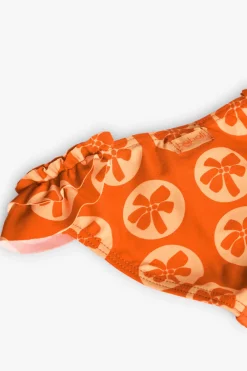 Costume da bagno per neonata in poliamide con mutandina e stampa color arancione