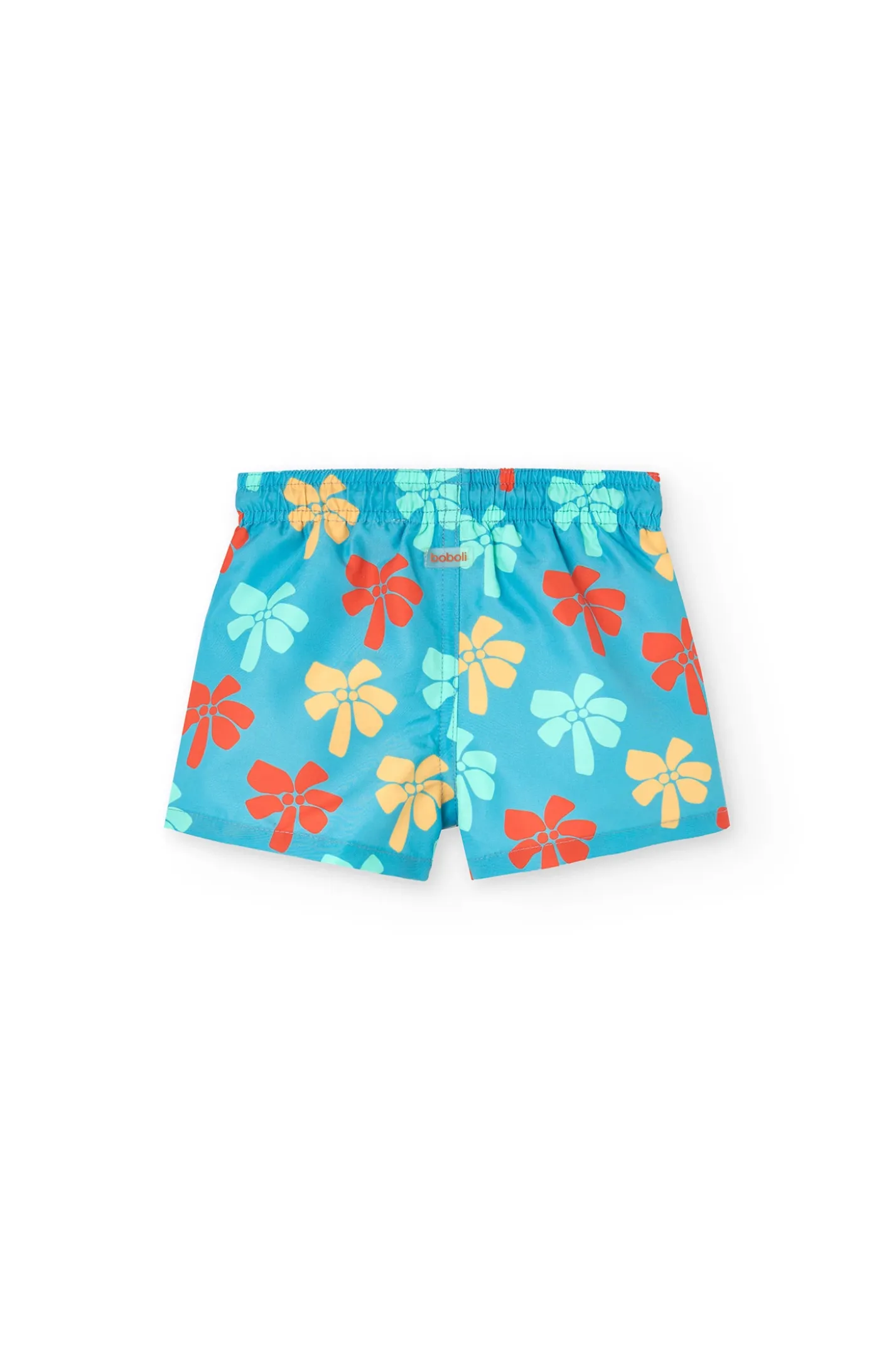 Costume intero a maglia per neonato in colore blu con stampa.