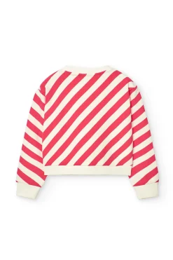 Felpa a maglia per bambina in colore rosso e bianco