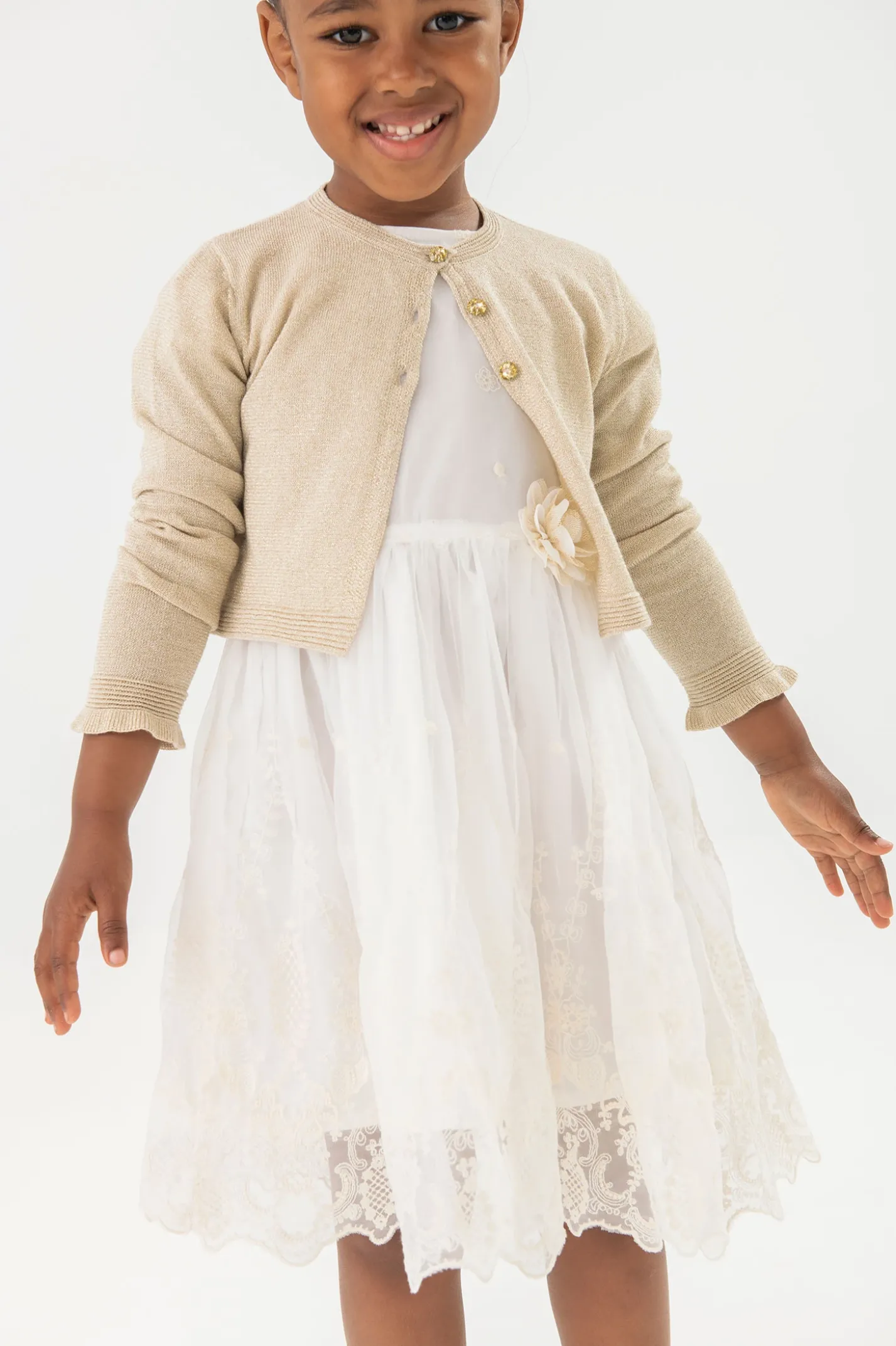 Giacca a maglia per neonata in colore beige