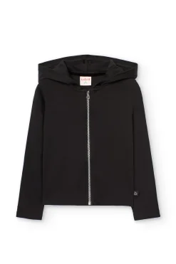 Giacca basica a coste per bambina in colore nero