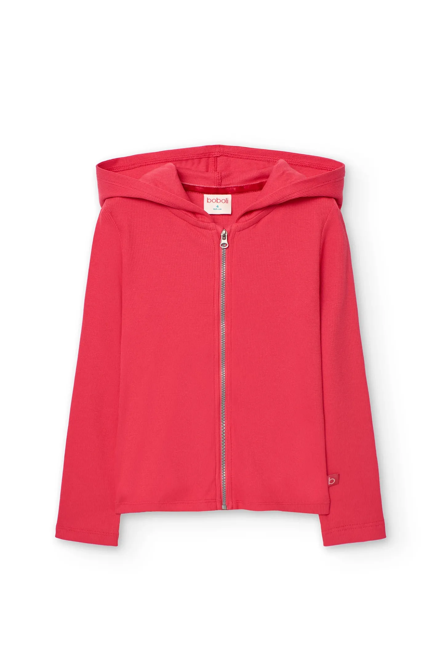 Giacca basica in maglia per bambina color fragola.
