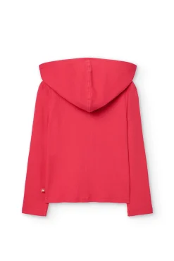 Giacca basica in maglia per bambina color fragola.