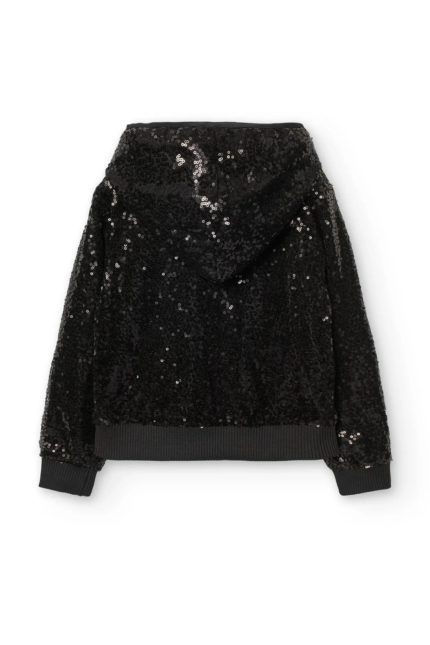 Giacca con paillettes per bambina di colore nero.