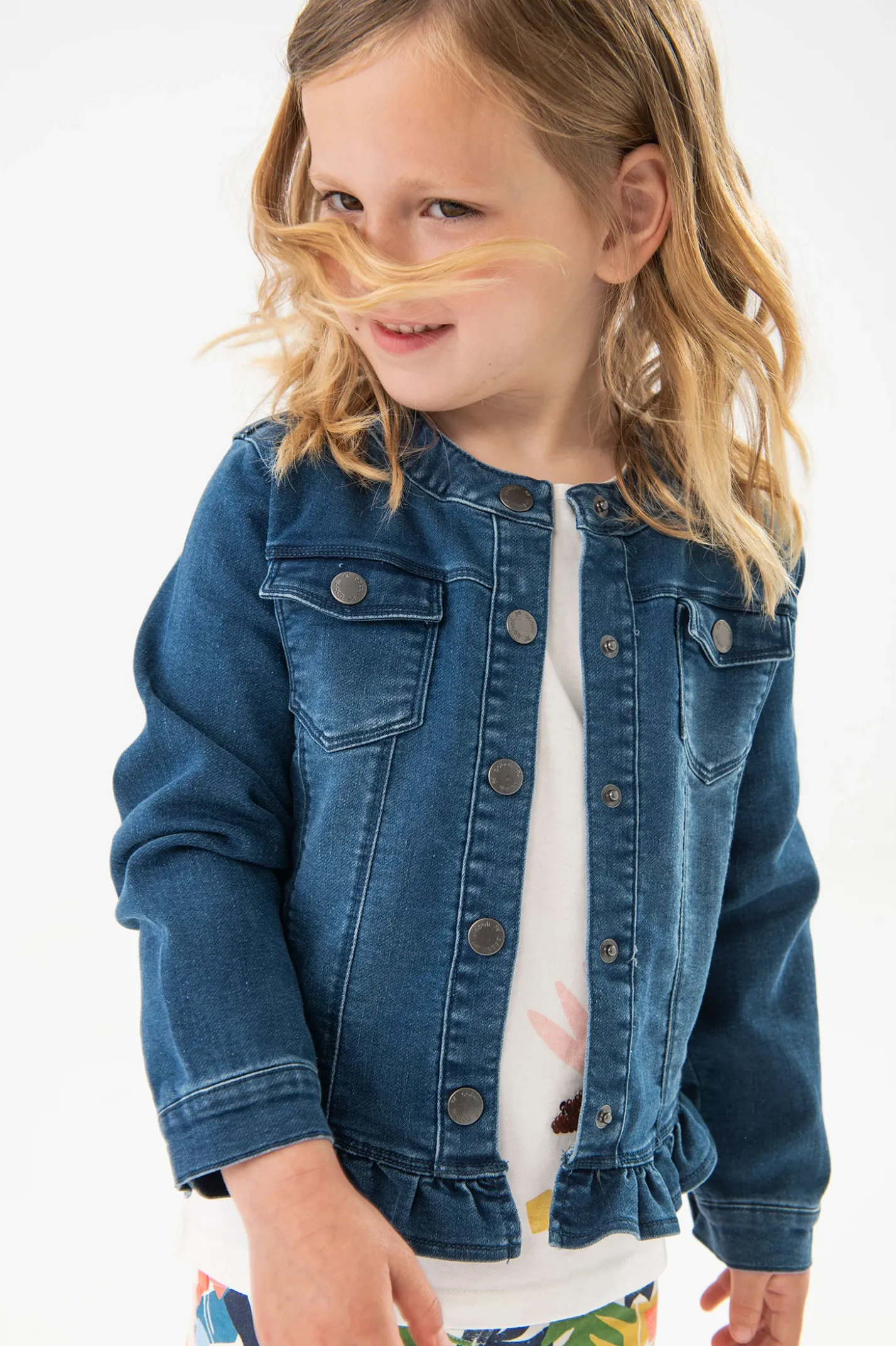 Giacca di jeans per bambina di colore blu