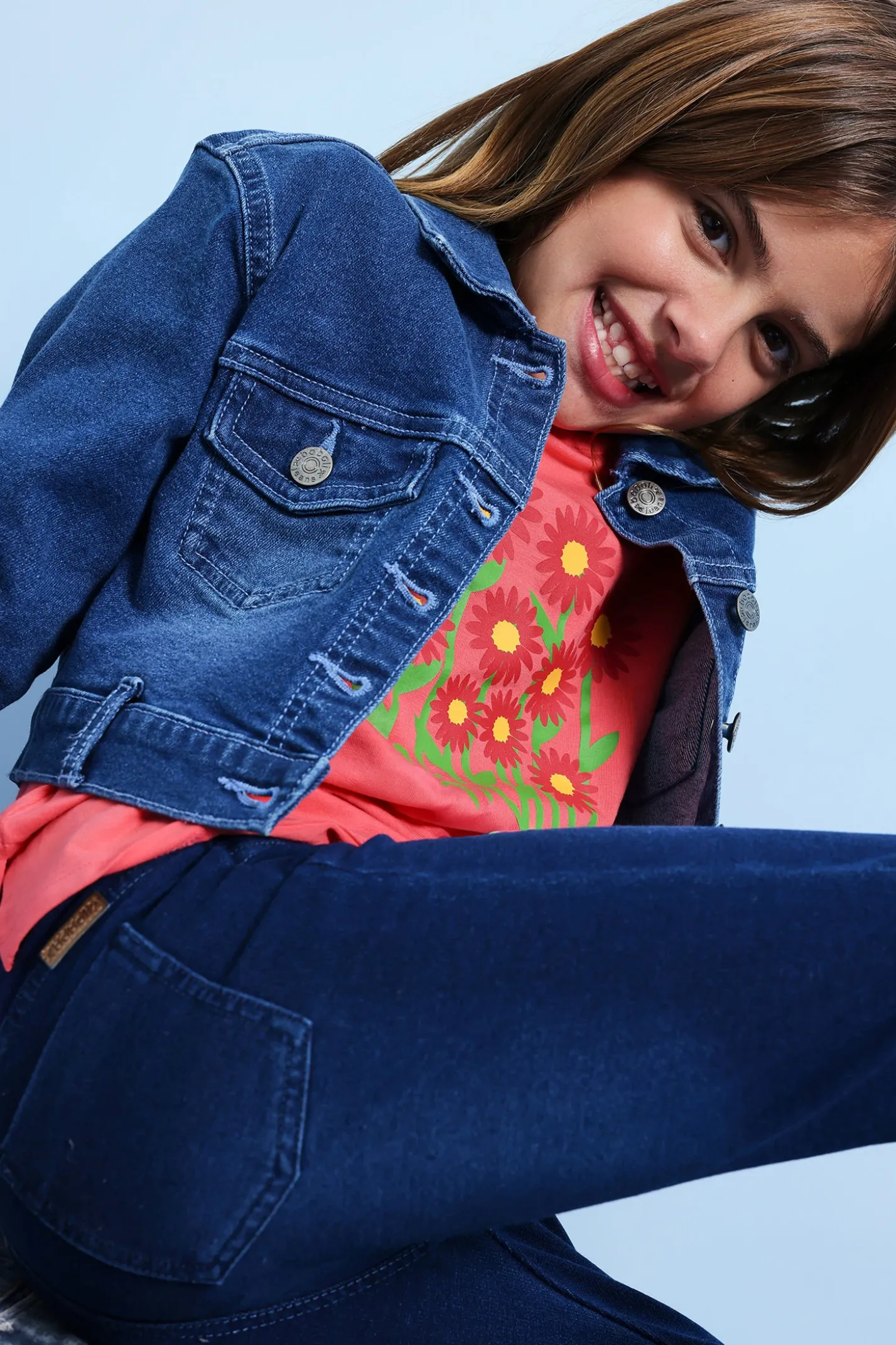 Giacca di jeans per bambina in blu