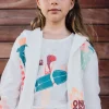Giacca in maglia per bambina di colore bianco con cappuccio