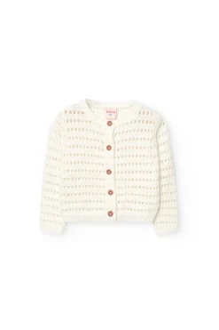 Giacca in maglia per bambina neonata in bianco