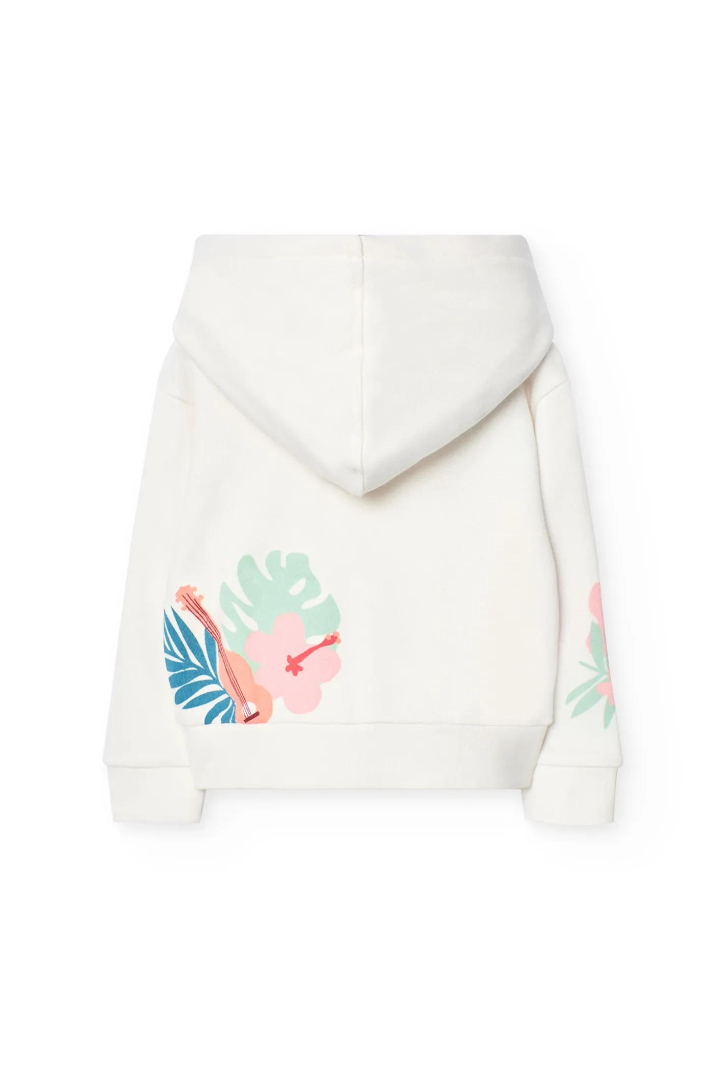 Giacca in maglia per bambina di colore bianco con cappuccio
