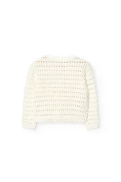Giacca in maglia per bambina neonata in bianco
