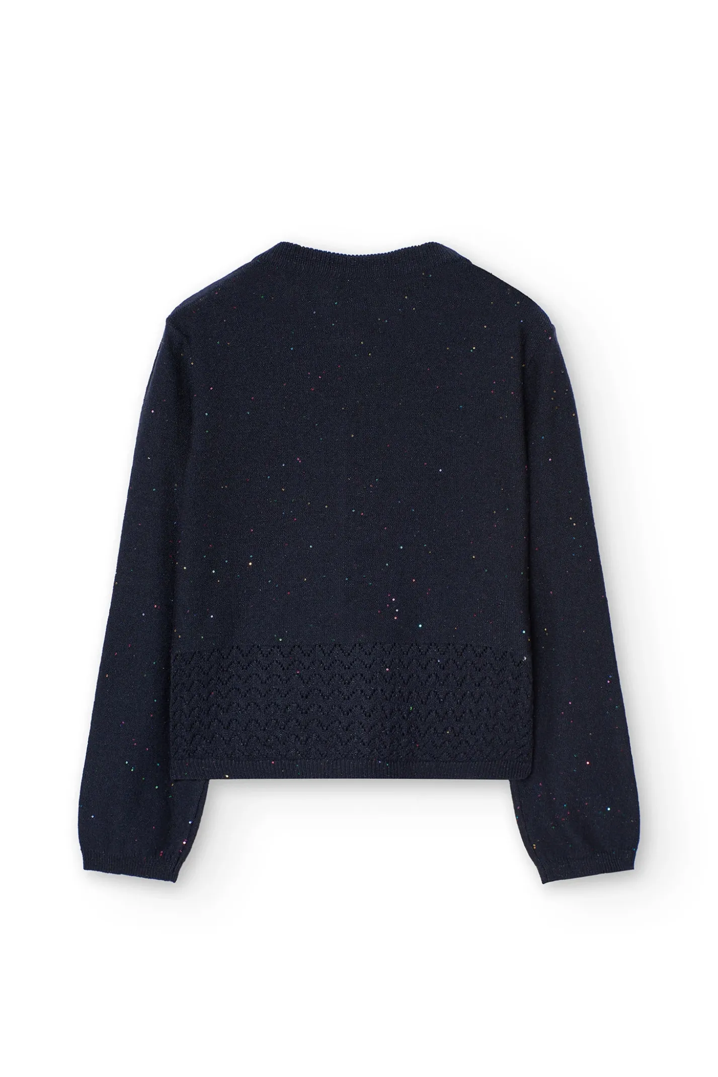 Giacca in maglia per bambina di colore blu marino.