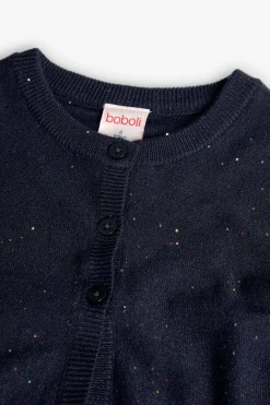 Giacca in maglia per bambina di colore blu marino.