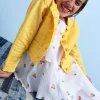 Giacca in twill elasticizzato per bambina di colore giallo