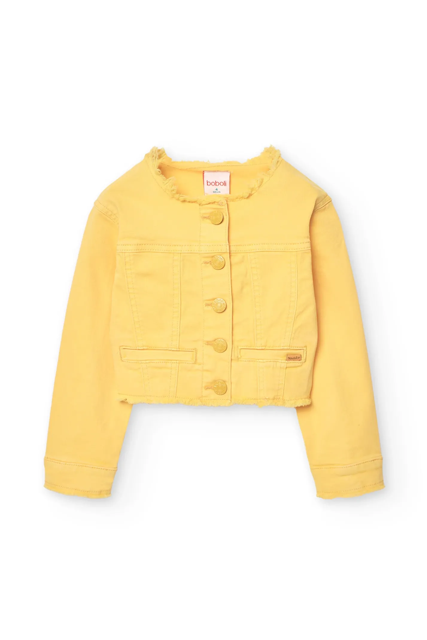 Giacca in twill elasticizzato per bambina di colore giallo