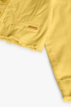 Giacca in twill elasticizzato per bambina di colore giallo