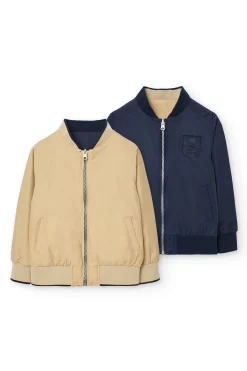 Giacca reversibile per bambino in blu navy e beige