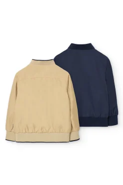 Giacca reversibile per bambino in blu navy e beige