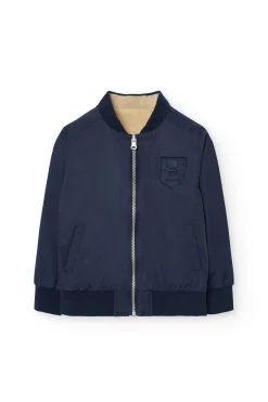 Giacca reversibile per bambino in blu navy e beige