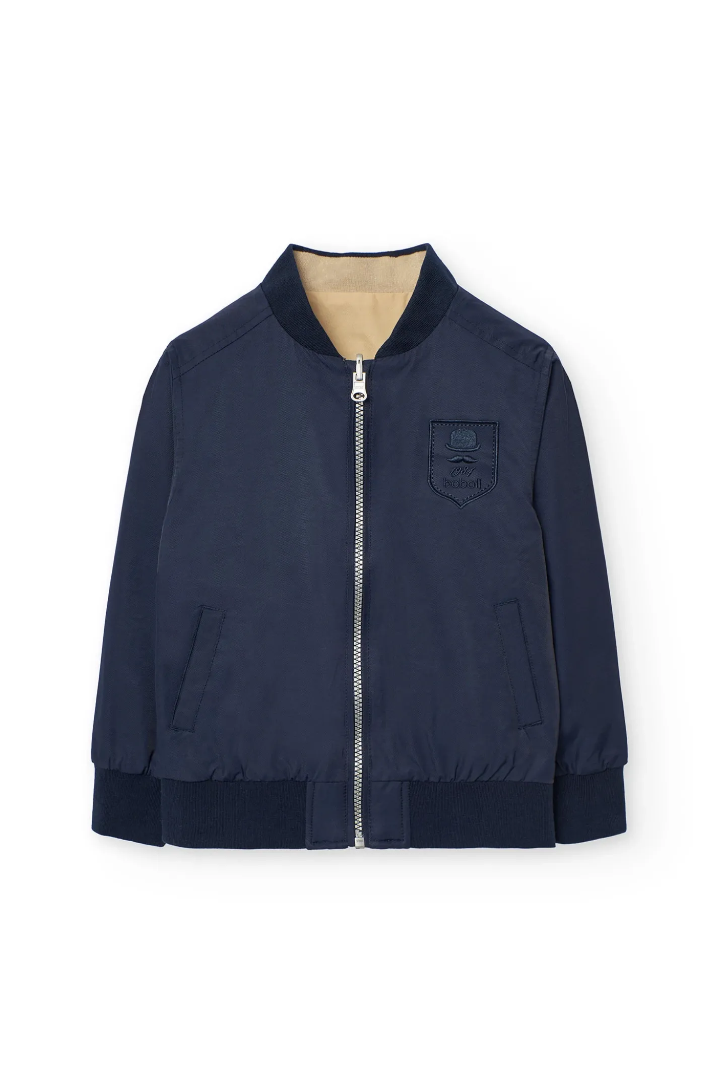 Giacca reversibile per bambino in blu navy e beige