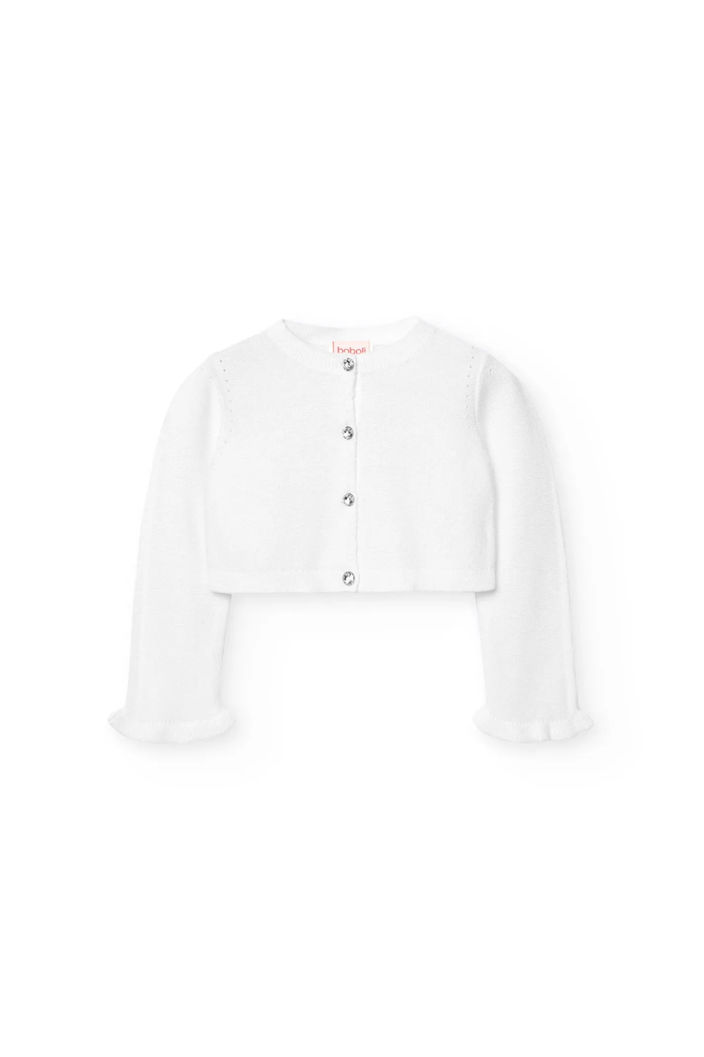 Giacchetta a maglia per neonata in colore bianco