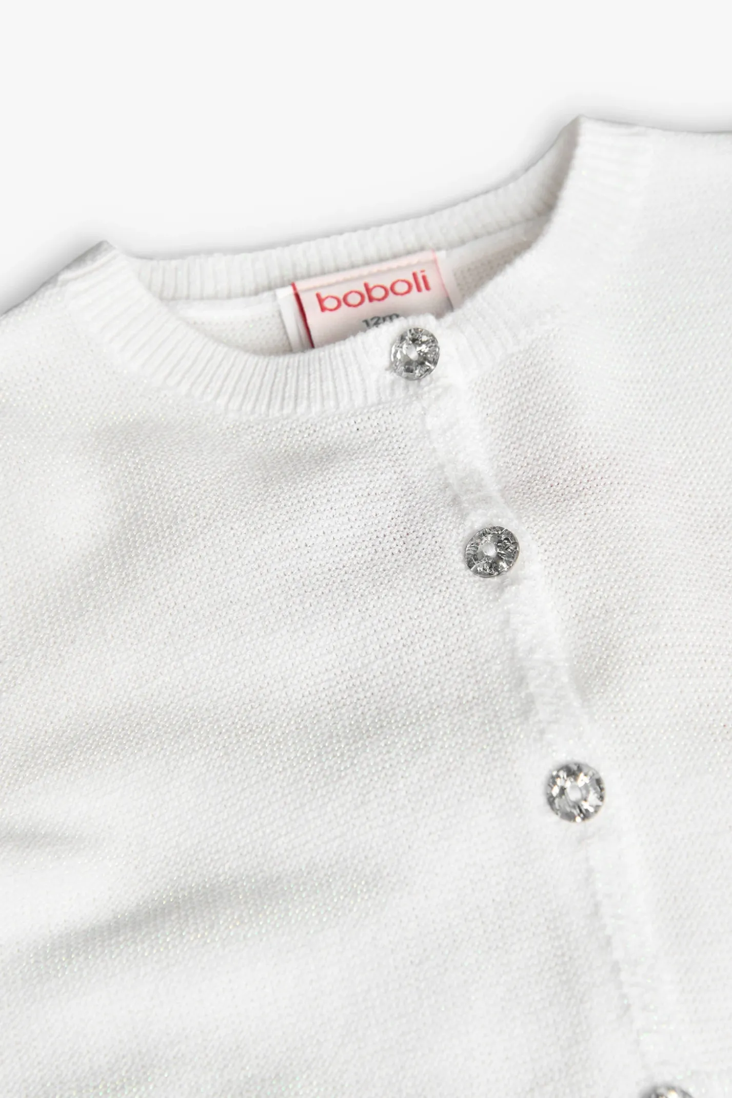 Giacchetta a maglia per neonata in colore bianco