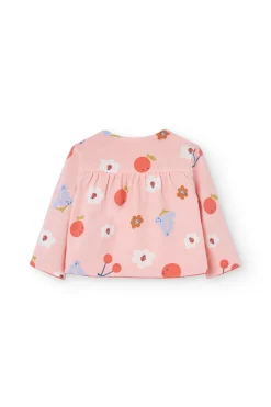Giacchetta reversibile in maglia per bambina nei colori rosso e rosa