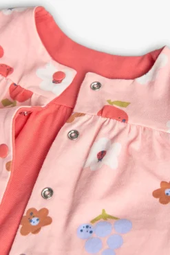 Giacchetta reversibile in maglia per bambina nei colori rosso e rosa
