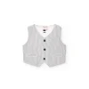 Gilet oxford per bambino a righe grigie e bianche.