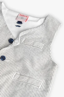 Gilet oxford per bambino a righe grigie e bianche.