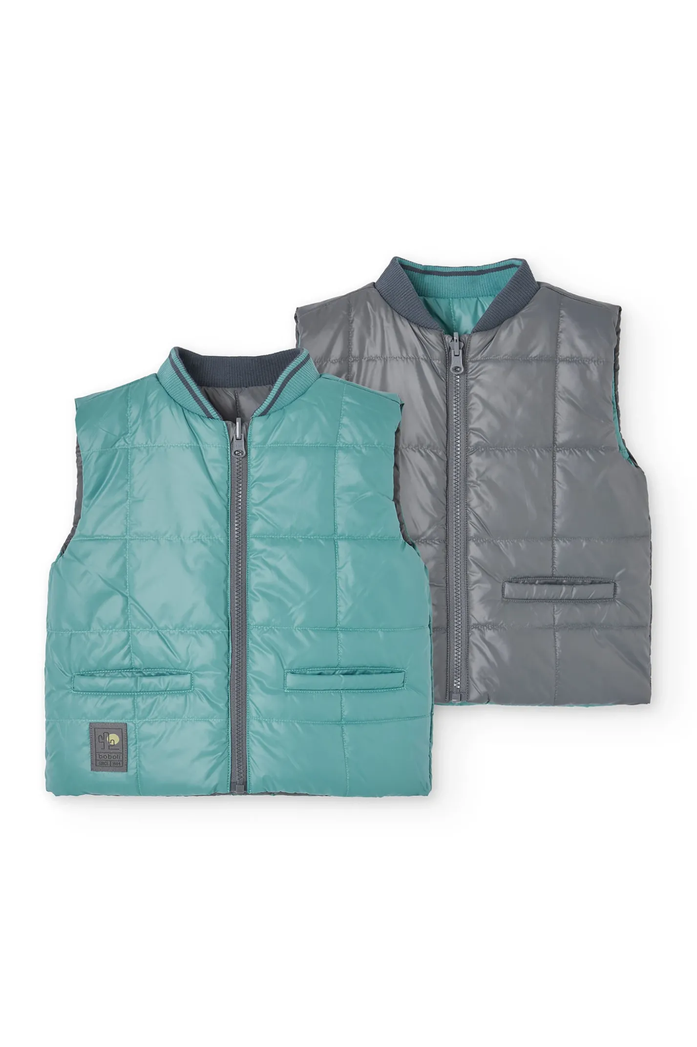 Gilet reversibile per bambino in colore grigio e verde