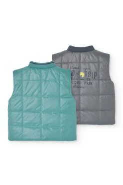 Gilet reversibile per bambino in colore grigio e verde