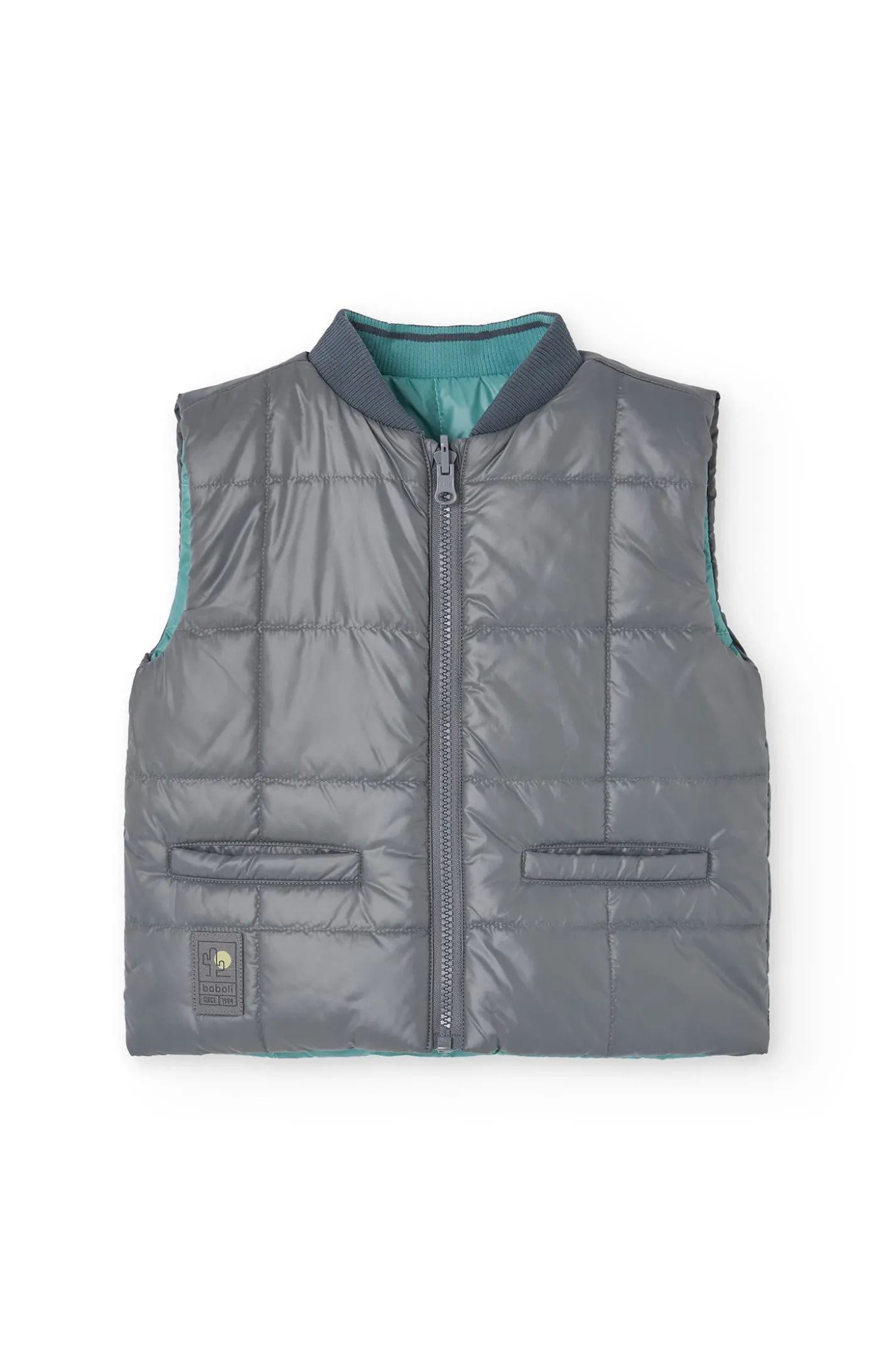 Gilet reversibile per bambino in colore grigio e verde