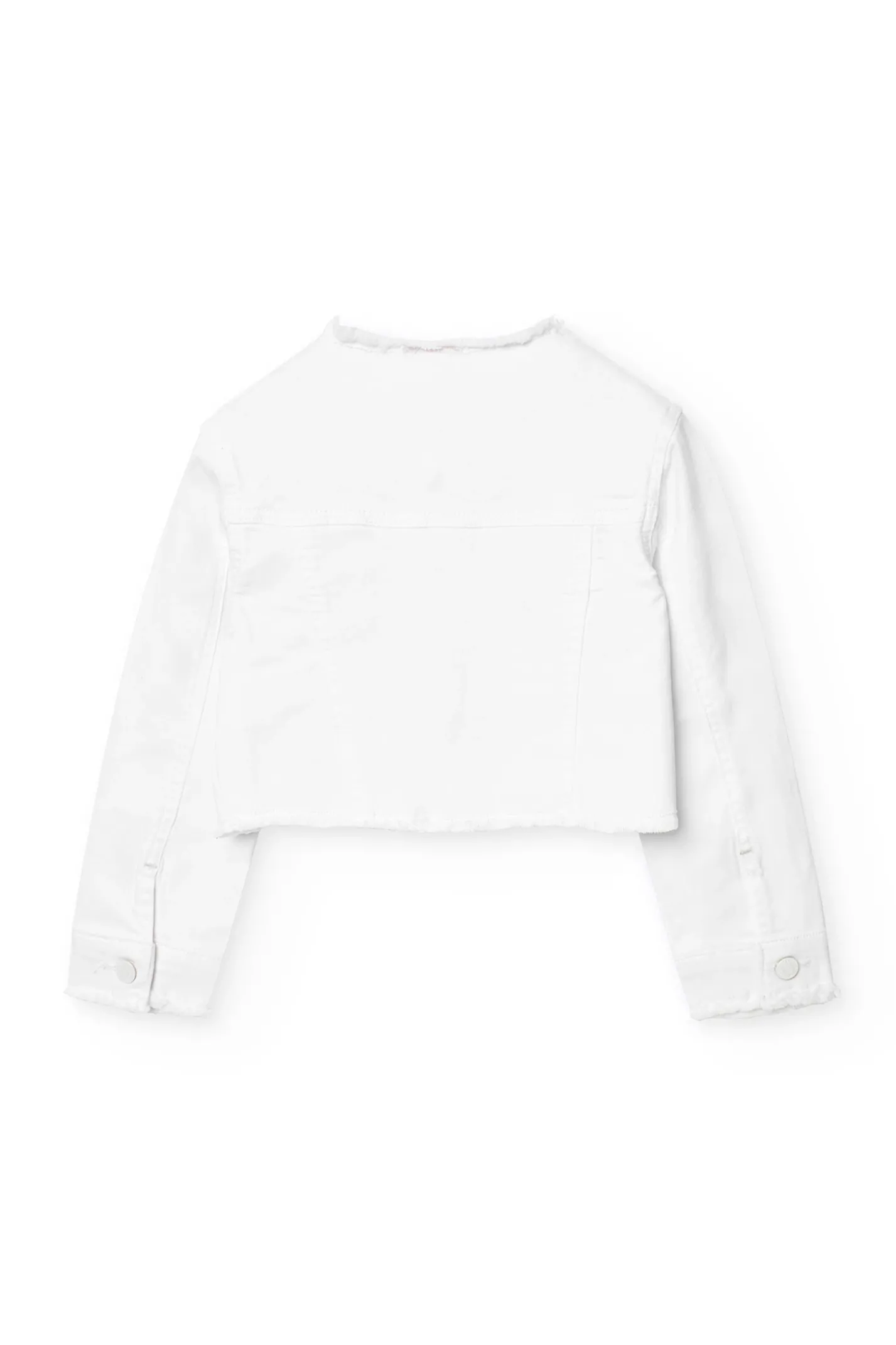Giubbotto in tessuto elastico per bambina di colore bianco.