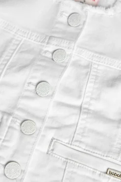 Giubbotto in tessuto elastico per bambina di colore bianco.