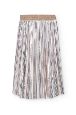Gonna a pieghe in maglia per bambina di colore bianco
