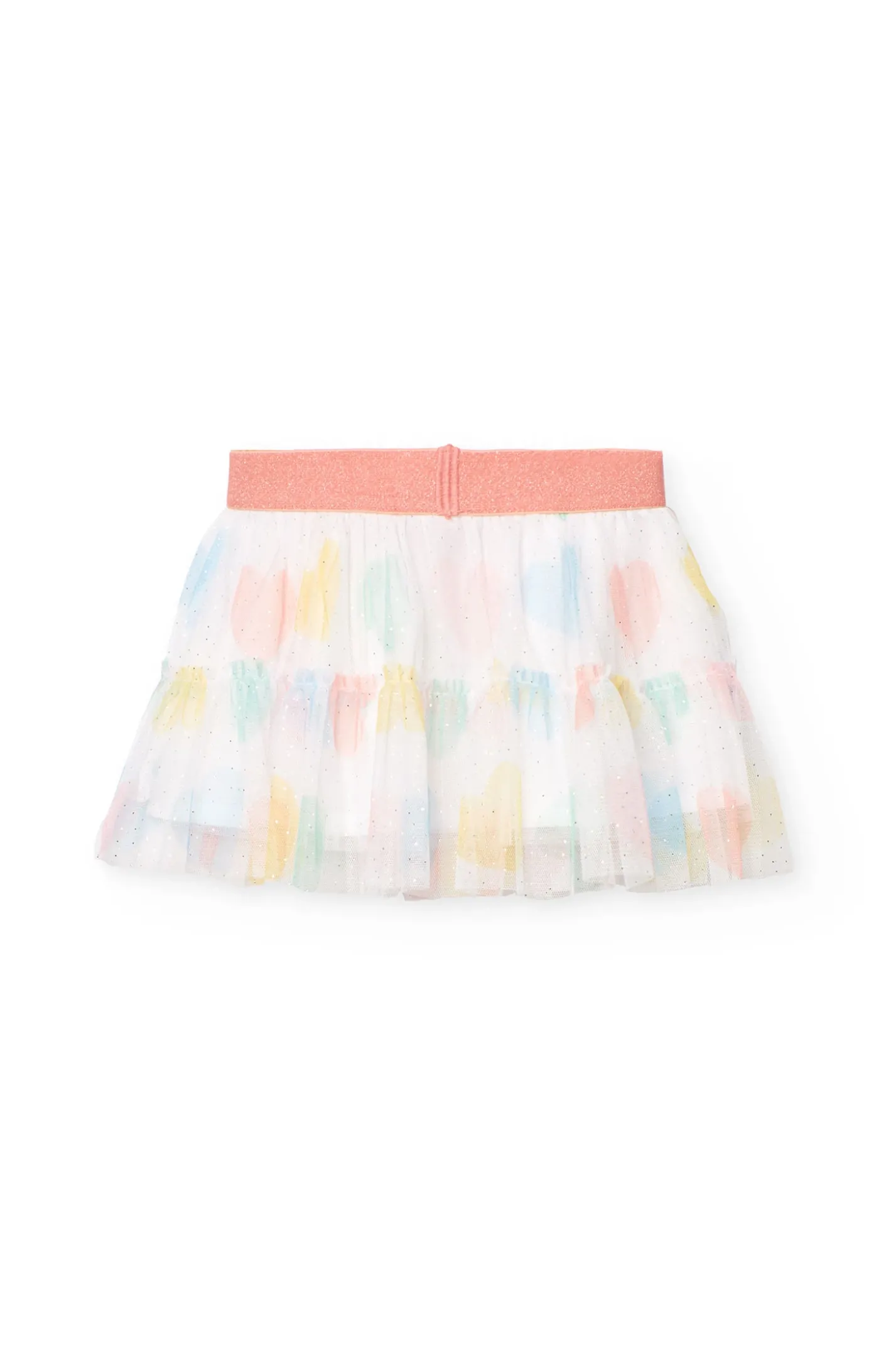 Gonna di tulle per neonata con stampa di cuori
