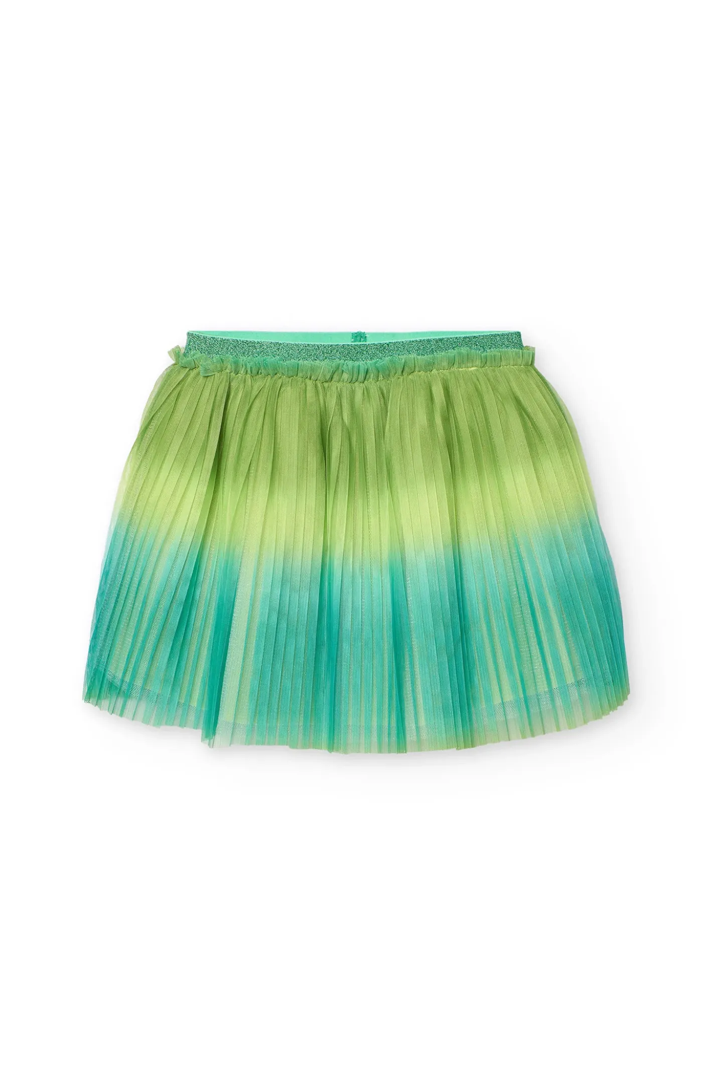 Gonna in tulle plissettato per bambina di colore verde