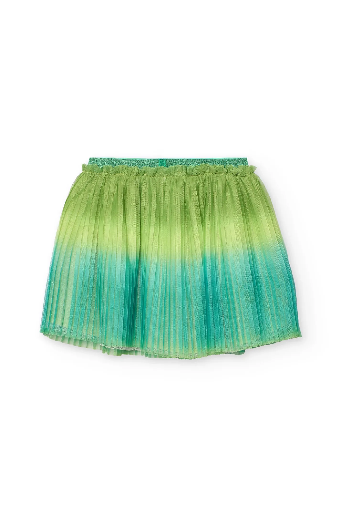 Gonna in tulle plissettato per bambina di colore verde