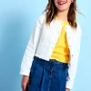 Gonna-pantaloncino in denim elastico per bambina di colore blu