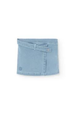 Gonna-pantaloncino in denim per neonata in colore bleach